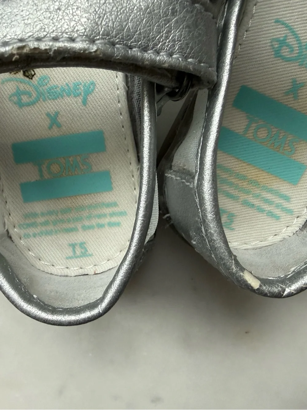 Disney x TOMS Mary Jane Silver Cinderella Glitter Mesh Shoes